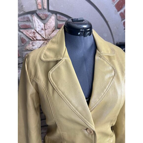 Fingerhut Vegan leather Jacket gun Mustard vintage 1970s - Picture 3 of 15
